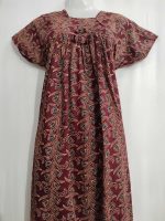 Comfortable Cambric Cotton Nighty, 55 Inches Long  - Maroon - Image 2
