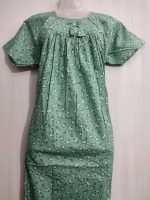 Traditional cotton nighty, 55 Inches Long- Green - Image 2