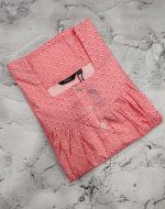 Front Open Cotton Nighty With Buttons, 55 Inches Long