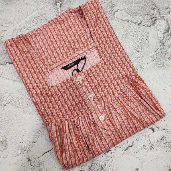 Front Open Cotton Nighty With Buttons, 55 Inches Long