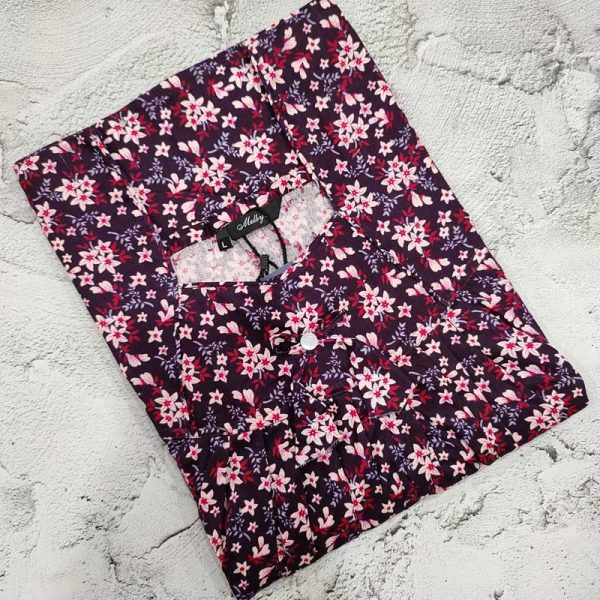 Traditional cotton nighty, 55 Inches Long- Purple
