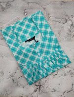 Front Open Cotton Nighty With Buttons, 55 Inches Long - Blue