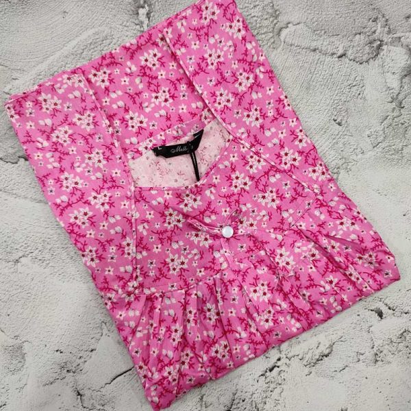 Traditional cotton nighty, 55 Inches Long- Rose