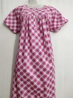 Front Open Cotton Nighty With Buttons, 55 Inches Long - Onion Pink - Image 2