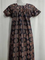 Traditional cotton nighty, 55 Inches Long- Dark Blue - Image 2