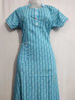 Comfortable Churidar Model Cotton Nighty - 55 Inches Long - Blue - Image 2