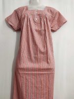 Front Open Cotton Nighty With Buttons, 55 Inches Long - Image 2