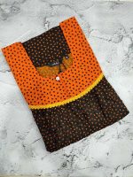 Front Open Cotton Nighty With Buttons, 55 Inches Long - Black