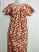 Front Open Cotton Nighty With Buttons, 55 Inches Long - Image 2