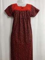 Front Open Cotton Nighty With Buttons, 55 Inches Long - Image 2