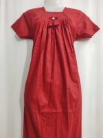 Traditional cotton nighty, 55 Inches Long- Red - Image 2