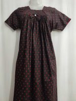 Traditional cotton nighty, 55 Inches Long- Black - Image 2