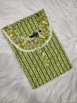 Comfortable Churidar Model Cotton Nighty - 55 Inches Long - Green