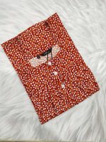 Front Open Cotton Nighty With Buttons, 55 Inches Long - Brown