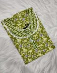 Comfortable Churidar Model Cotton Nighty - 55 Inches Long - Green
