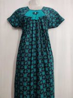 Traditional cotton nighty, 55 Inches Long- Green - Image 2