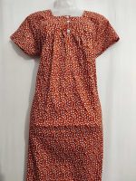 Front Open Cotton Nighty With Buttons, 55 Inches Long - Brown - Image 2