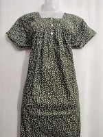 Front Open Cotton Nighty With Buttons, 55 Inches Long - Green - Image 2