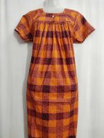 Traditional cotton nighty, 55 Inches Long - Orange - Image 2