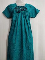 Traditional cotton nighty, 55 Inches Long- Green - Image 2