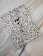 Traditional cotton nighty, 55 Inches Long- White + Violet