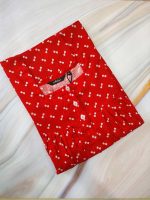 Front Open Cotton Nighty With Buttons, 55 Inches Long - Red