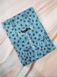 Front Open Cotton Nighty With Buttons, 55 Inches Long - Blue