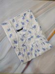 Traditional cotton nighty, 55 Inches Long- White + Blue