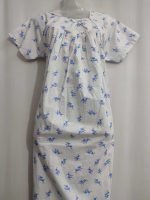 Traditional cotton nighty, 55 Inches Long- White + Blue - Image 2