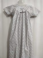 Traditional cotton nighty, 55 Inches Long- White + Violet - Image 2