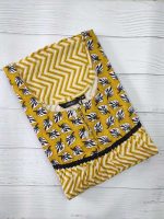 Comfortable Front Open Cotton Nighty With Buttons- 57 inches long - Yellow