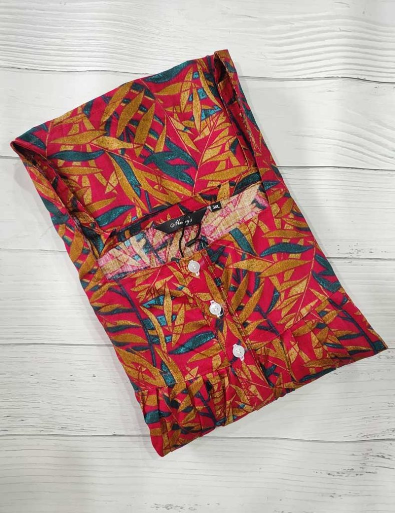 - Front Open Nighty With Pleats Stitching
