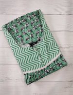 Comfortable Front Open Cotton Nighty With Buttons- 57 inches long - Green