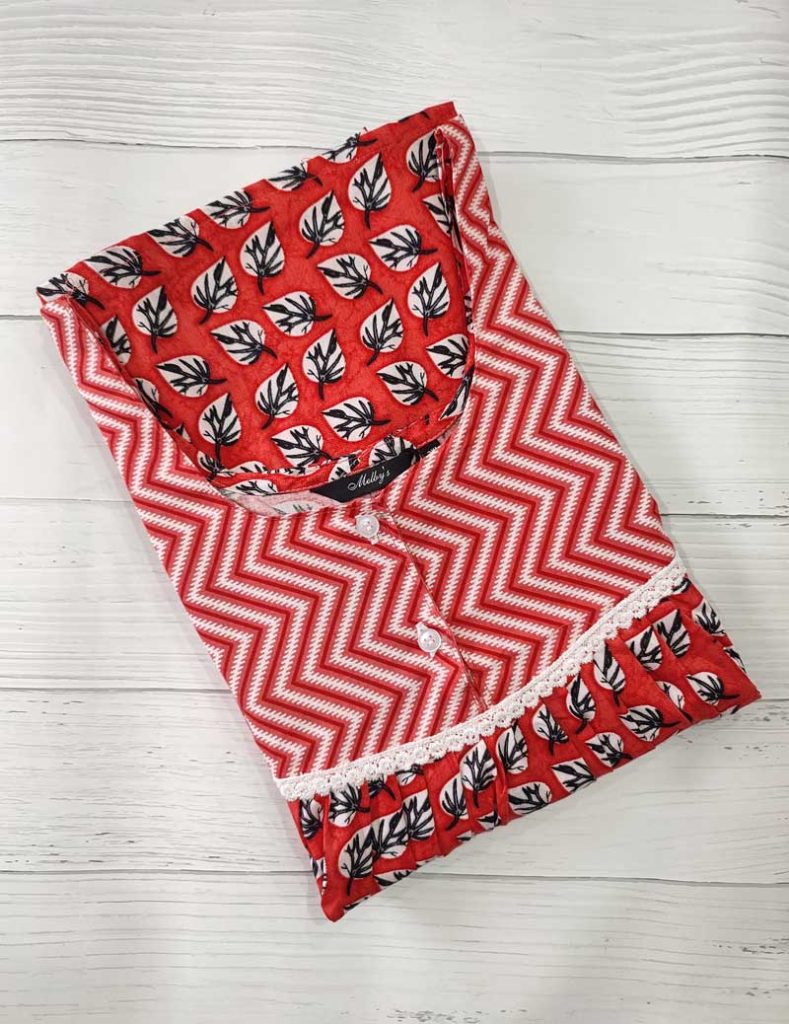 - Front Open Nighty With Pleats Stitching