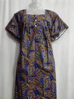 Comfortable Front Open Cotton Nighty With Buttons- 57 inches long - Blue - Image 2