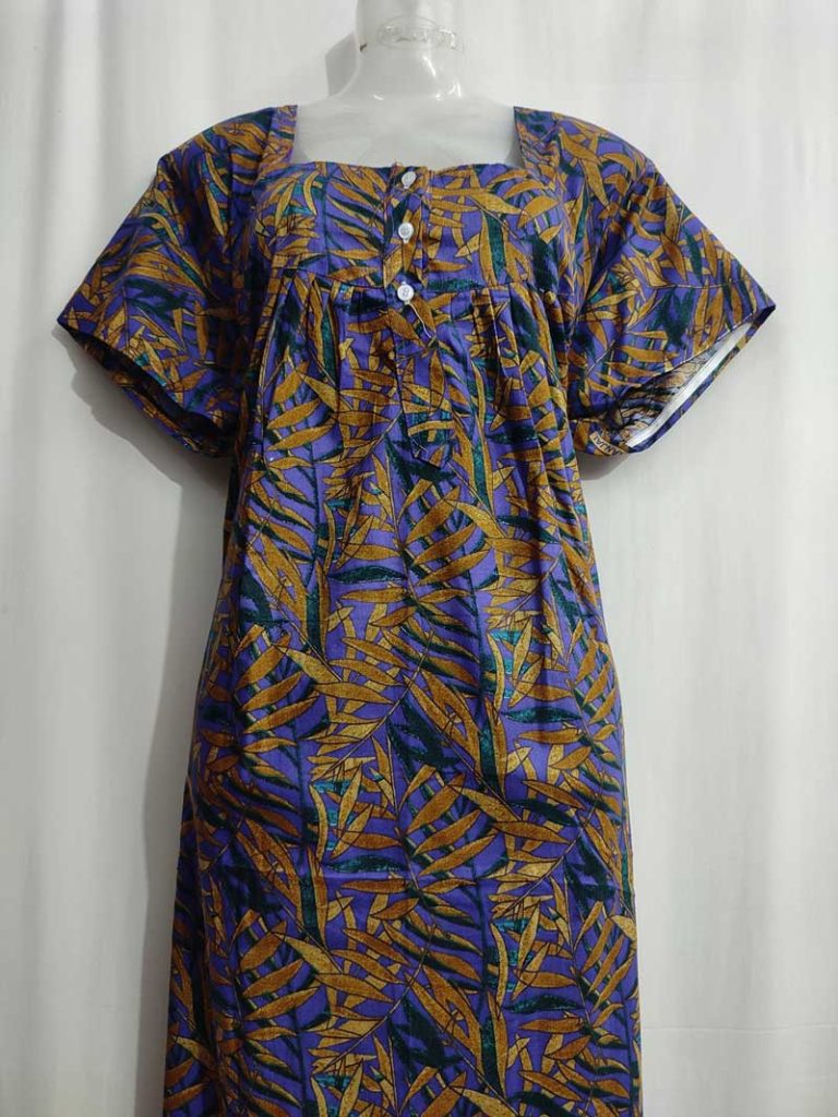 - Front Open Nighty With Pleats Stitching