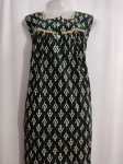Premium Cambric Cotton Nighty -Sleeveless - Buttons Type - Dark Green
