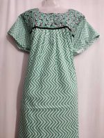 Comfortable Front Open Cotton Nighty With Buttons- 57 inches long - Green - Image 2