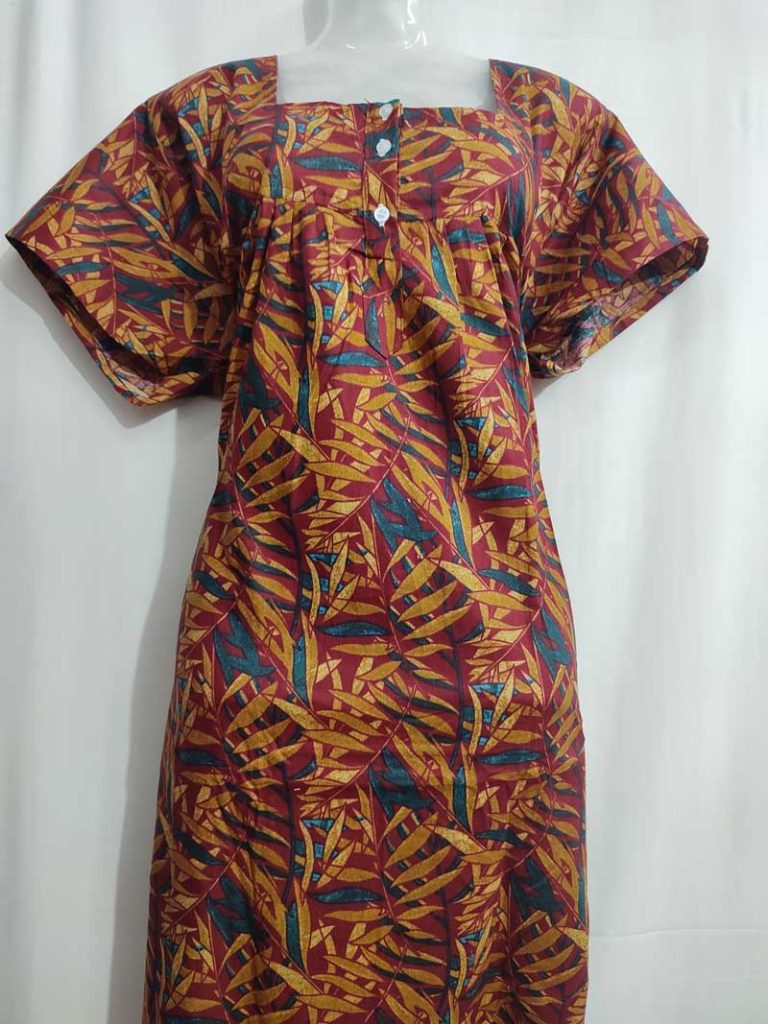 - Front Open Nighty With Pleats Stitching
