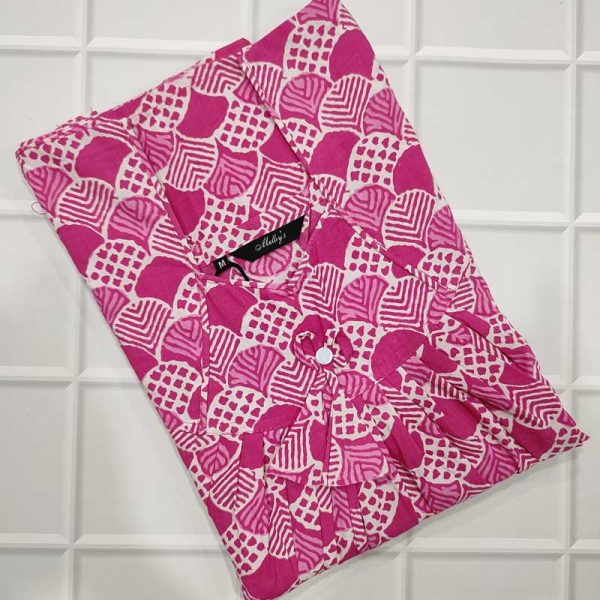 Premium  Cotton Nighty, 55 Inches Long - Pink