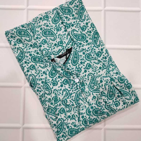 Premium  Cotton Nighty, 55 Inches Long - Green