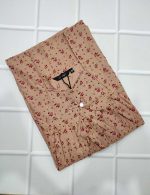 Traditional cotton nighty, 55 Inches Long - Chikku +Orange