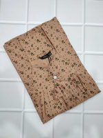 Traditional cotton nighty, 55 Inches Long - Chikku +Green