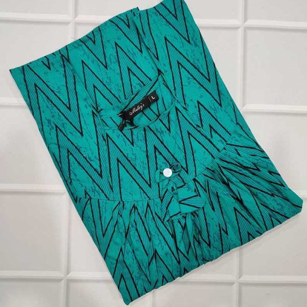 Traditional cotton nighty, 55 Inches Long - Green