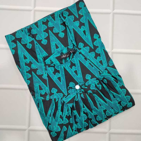 Traditional cotton nighty, 55 Inches Long - Green