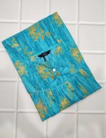 Traditional cotton nighty, 55 Inches Long - Blue