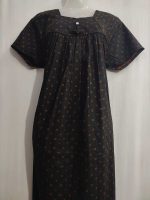 Traditional cotton nighty, 55 Inches Long - Black + Yellow - Image 2