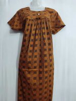 Traditional cotton nighty, 55 Inches Long - Golden Yellow - Image 2