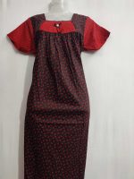 Traditional cotton nighty, 55 Inches Long - Black - Image 2