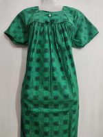 Traditional cotton nighty, 55 Inches Long - Green - Image 2